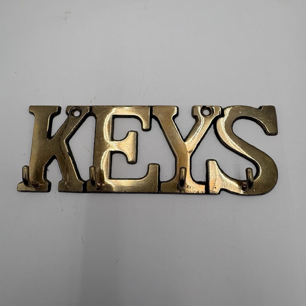 Keys Hook Wall Mount Brass Hanger Holder Word Art Hooks Wall Mount Vintage